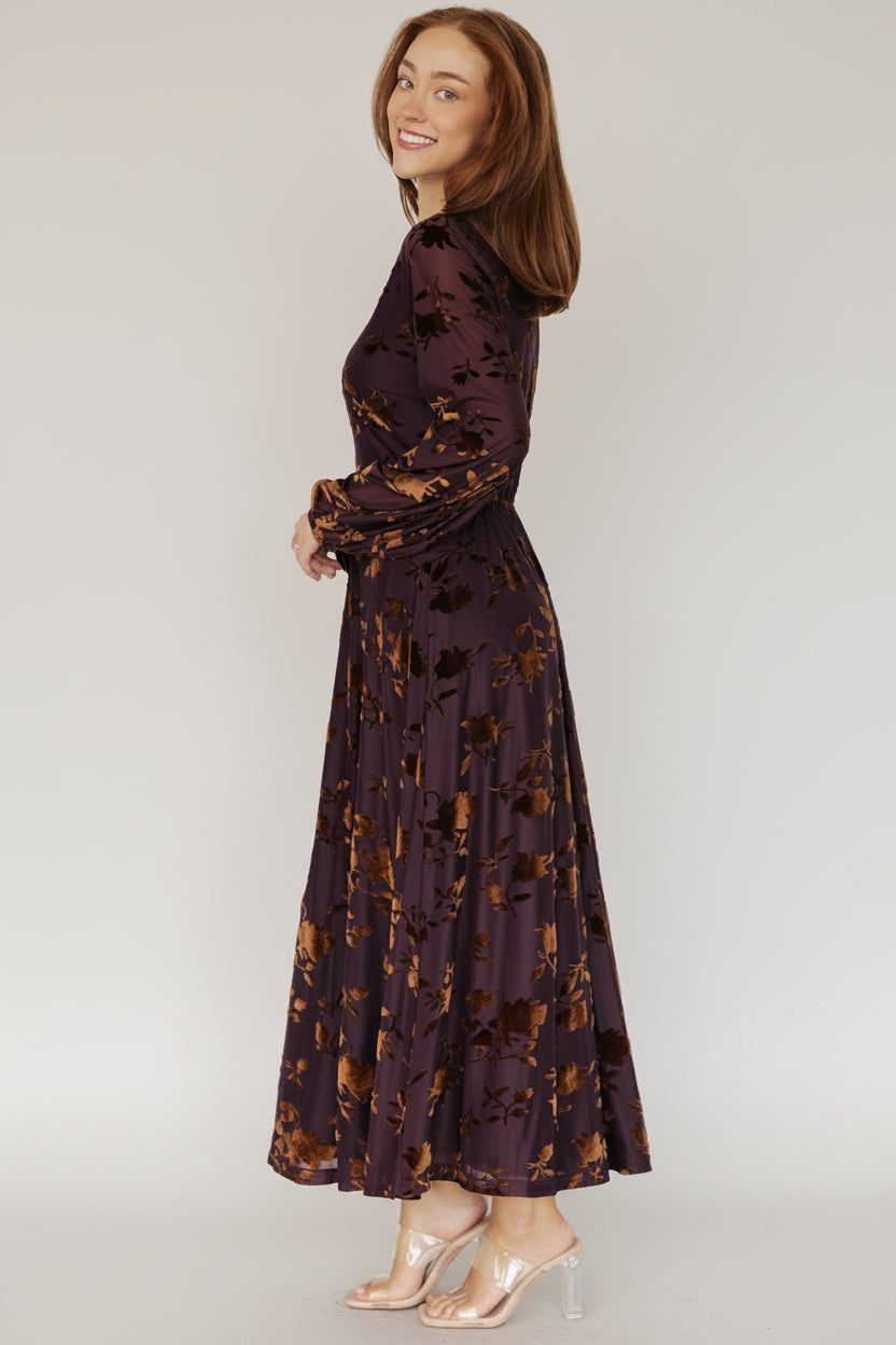 Thora Velvet Dress | Deep Plum + Bronze