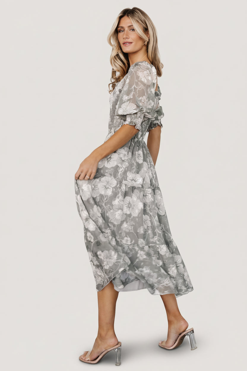 Fabian Jacquard Midi Dress | Dusty Sage