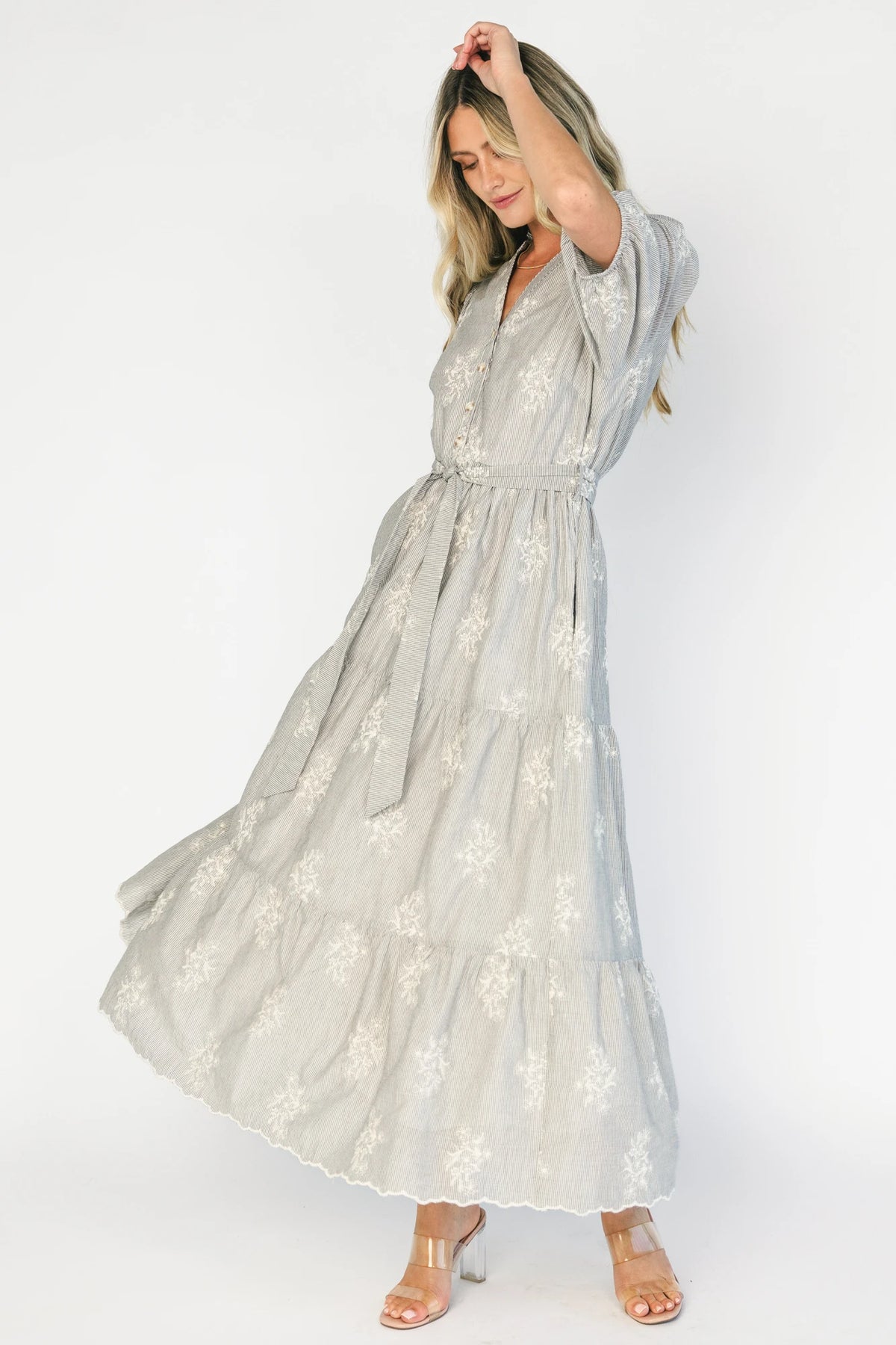 Marguerite Embroidered Dress | Ivory + Black