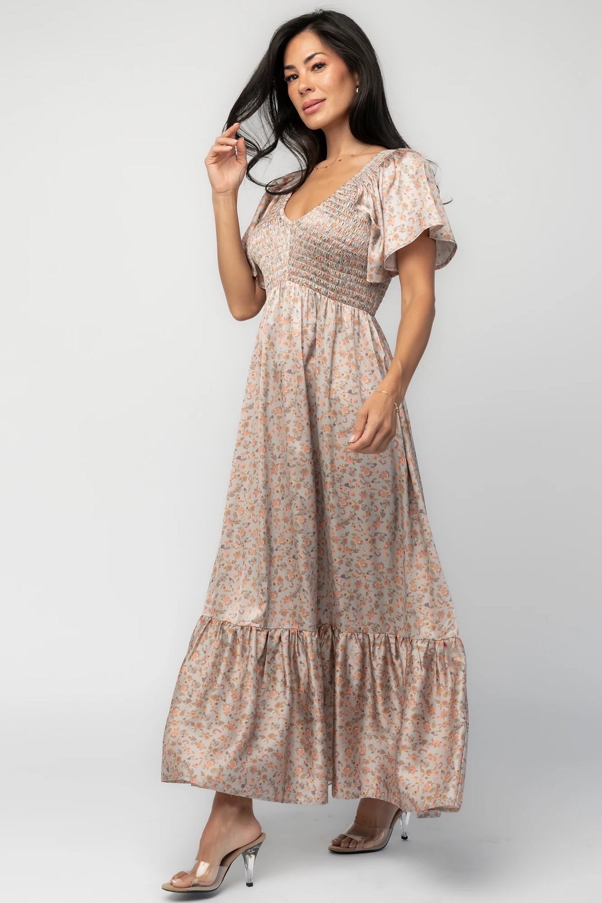 Rosie Smocked Dress | Sage Floral