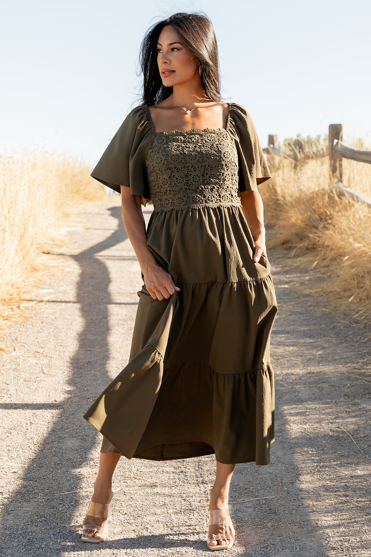 Fauna Lace Top Dress | Olive