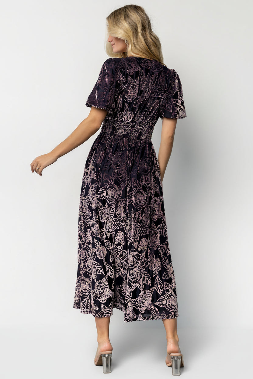 Dahlia Velvet Dress | Indigo + Purple Floral