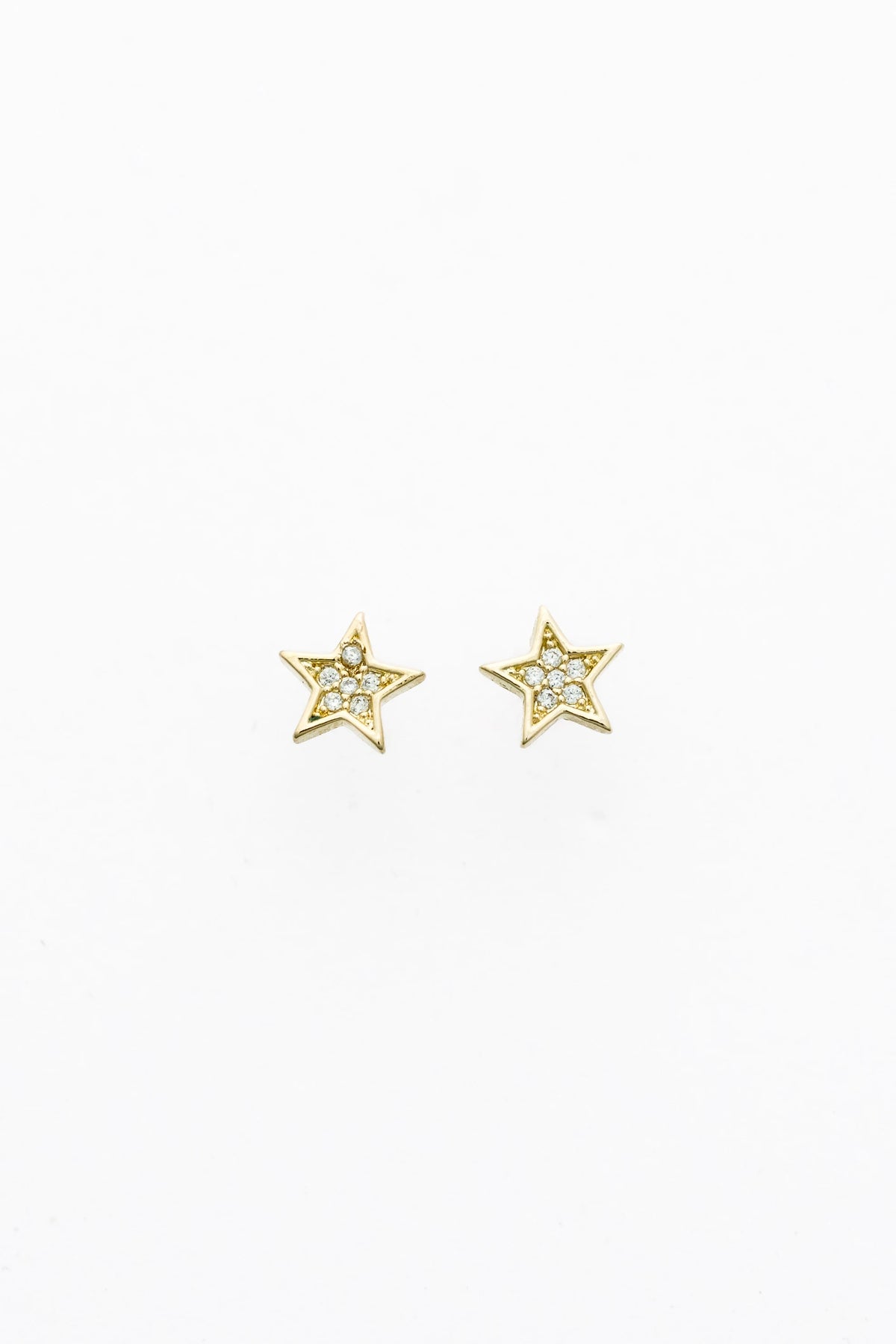 Gold-tone star-shaped stud earring accented with sparkling crystals.