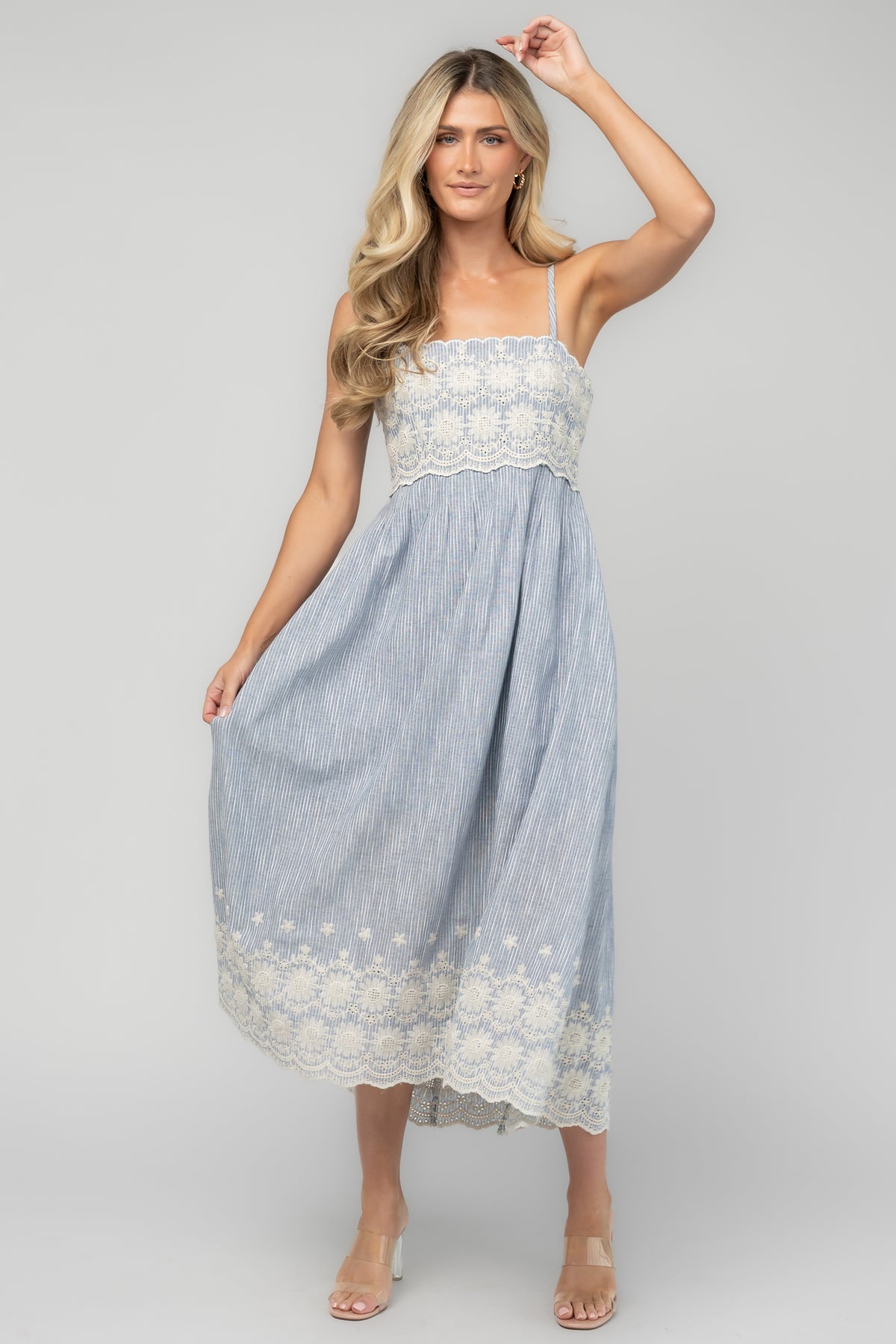 Opal Midi Dress | Light Blue + Ivory