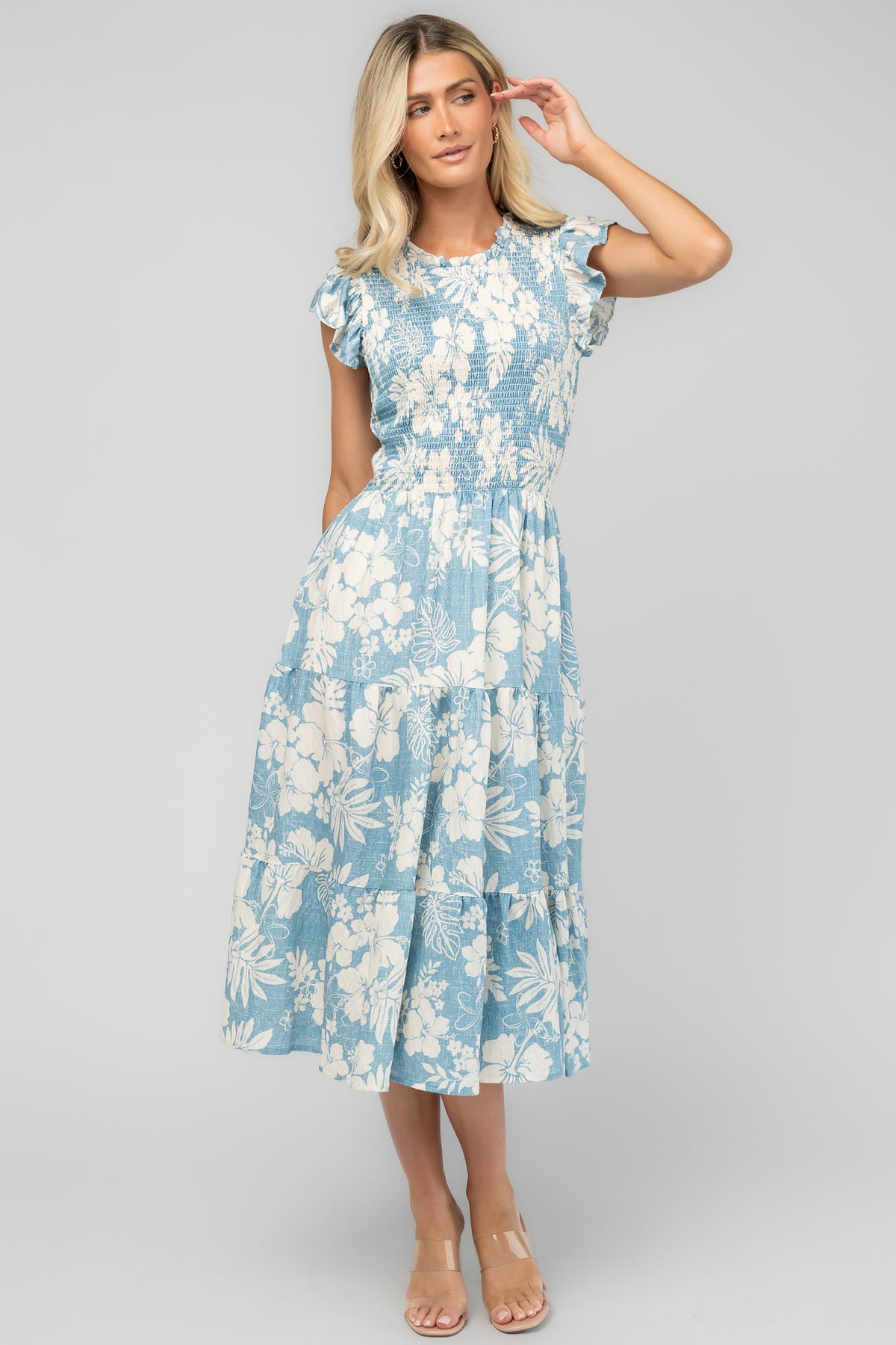 Brianna Midi Dress | Blue + Ivory