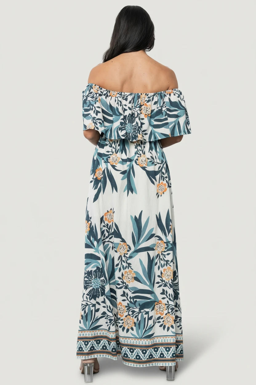 Valentina Off Shoulder Maxi Dress | Multi Print