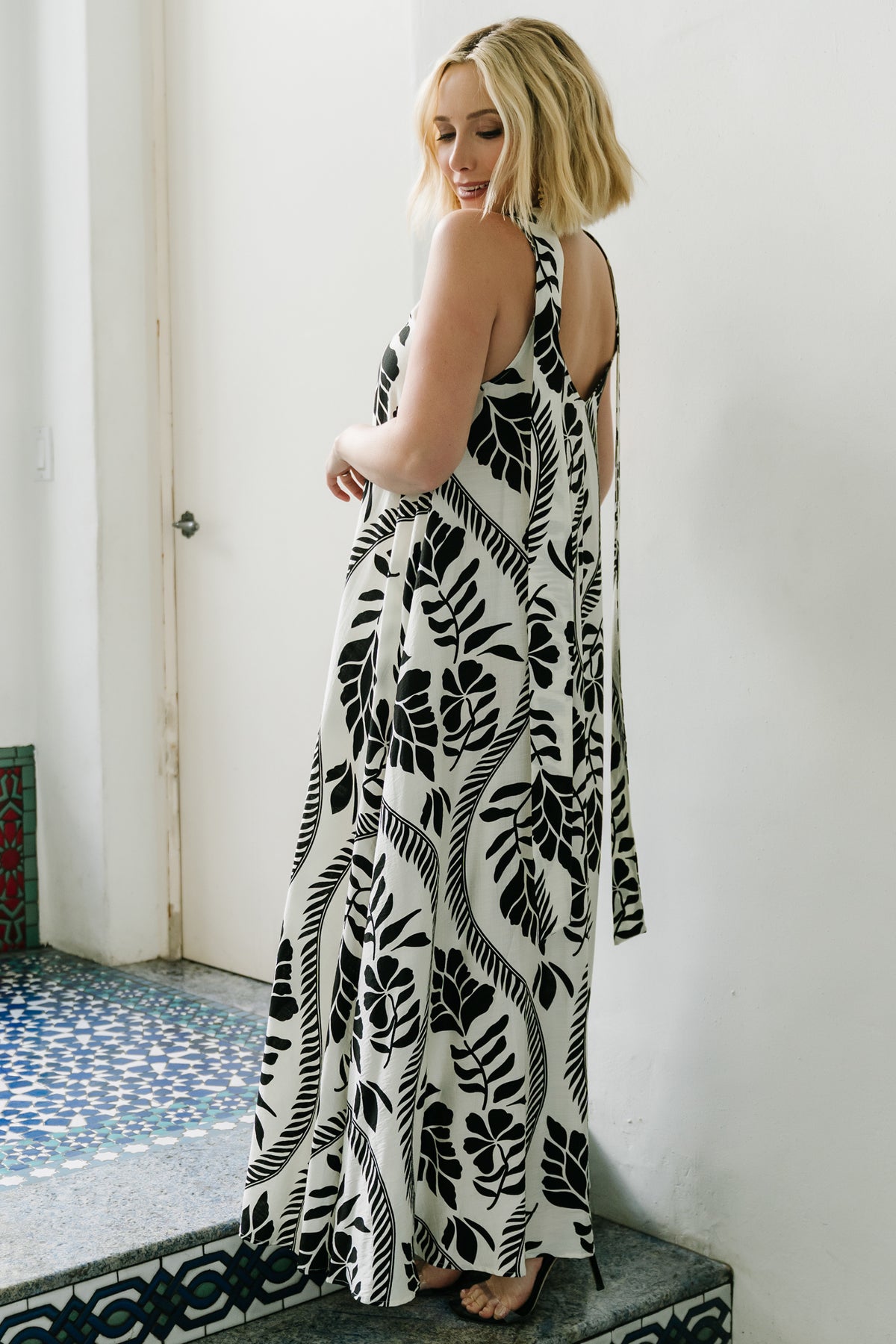 Sofía Maxi Dress | Ivory + Black