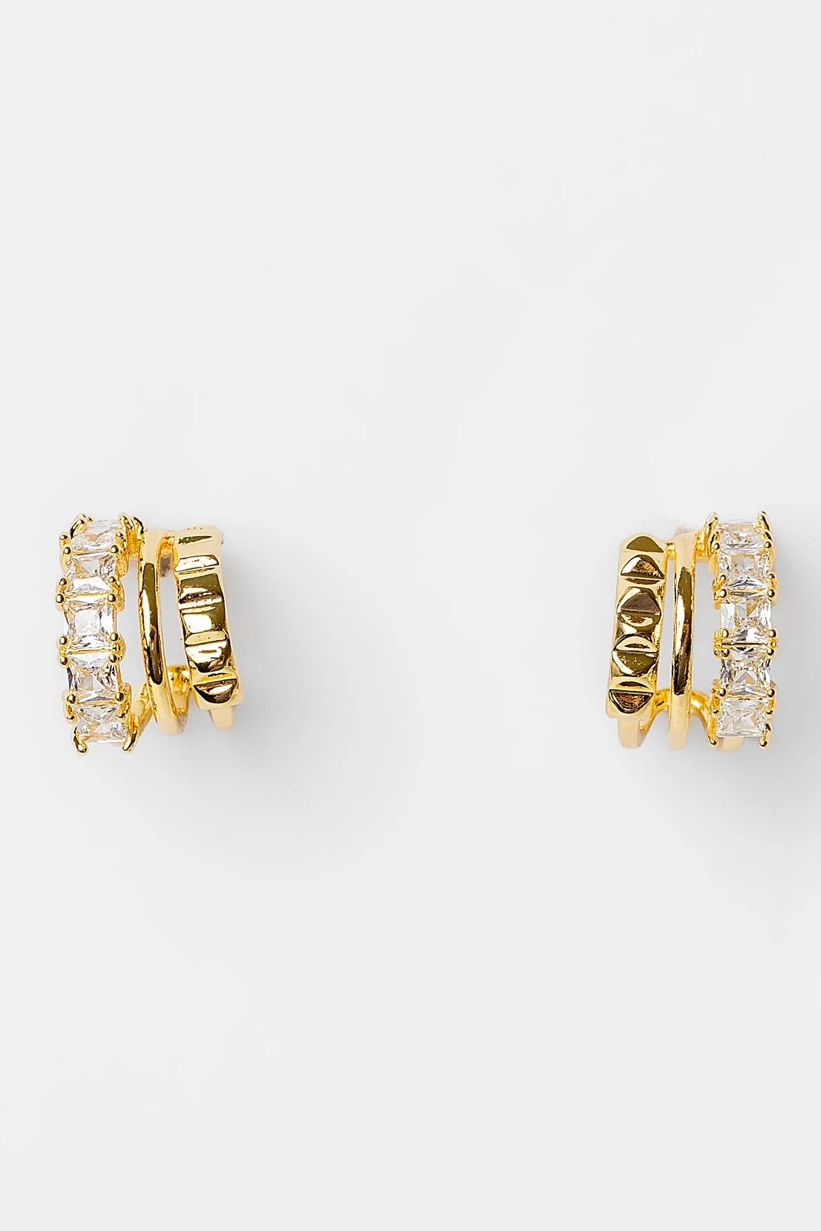 Ali Stacked Huggie Hoops | Gold