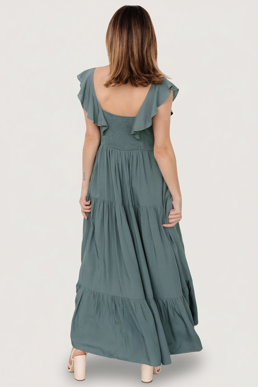 Ellie Ruffle Top Dress | Deep Teal