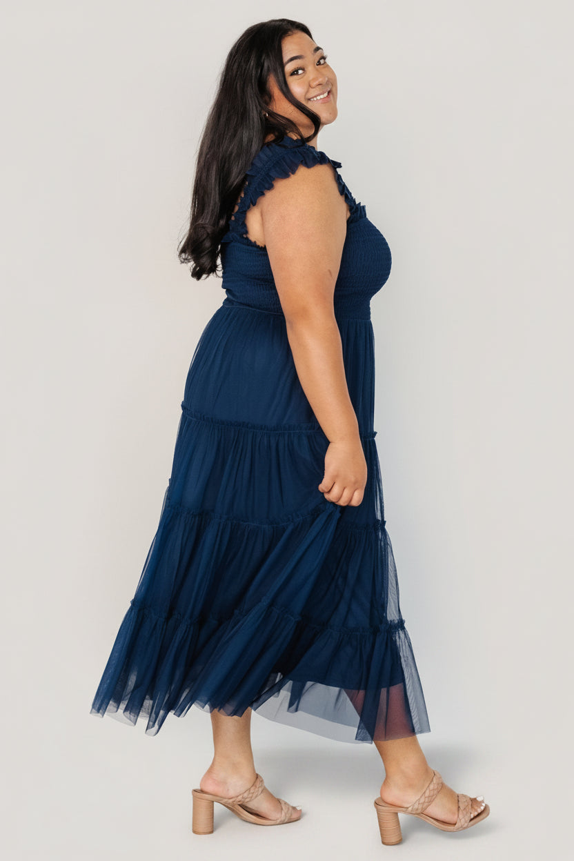 Emma Smocked Tulle Dress | Navy