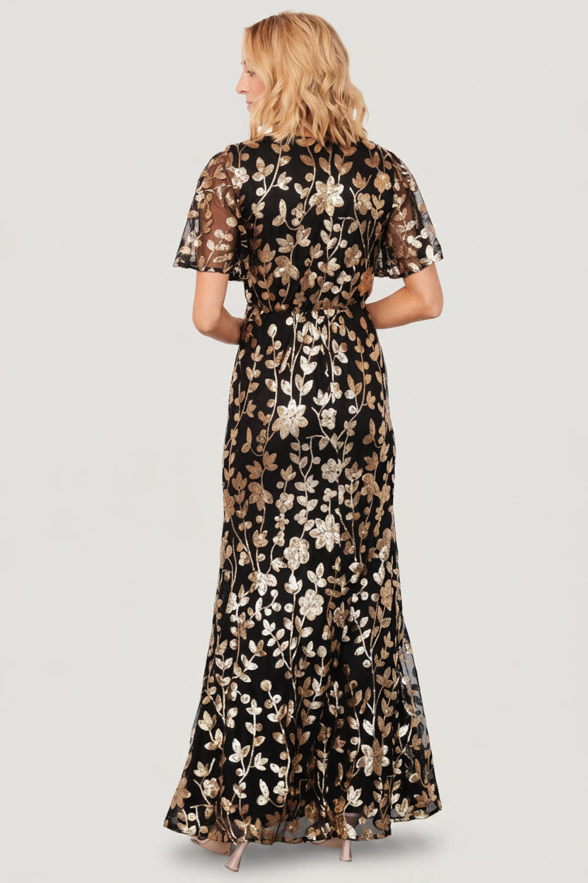 Esme Sequin Dress | Black + Gold