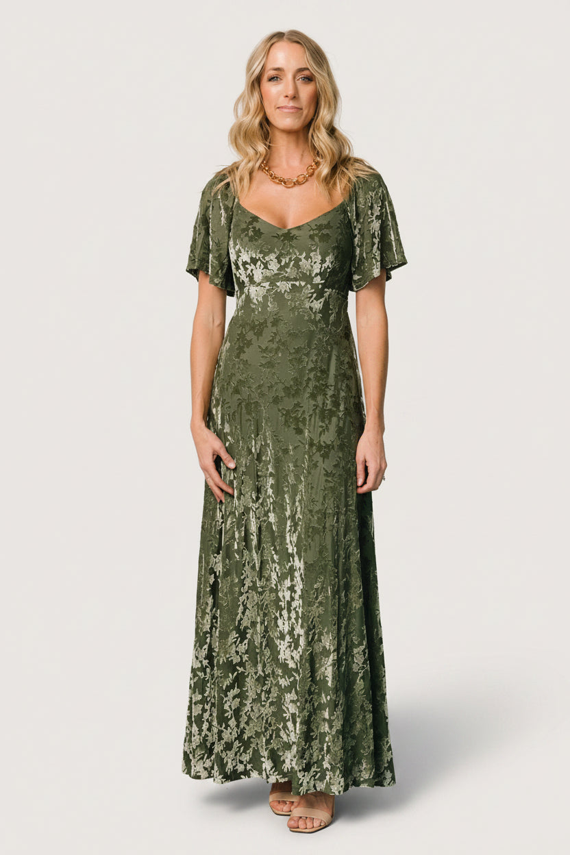 Everley Velvet Maxi Dress | Dark Sage