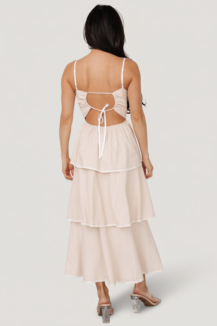 Odette Tiered Dress | Natural + White