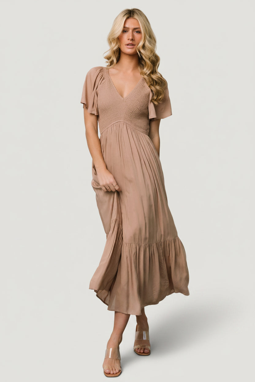 Scarlett Smocked Dress | Mocha