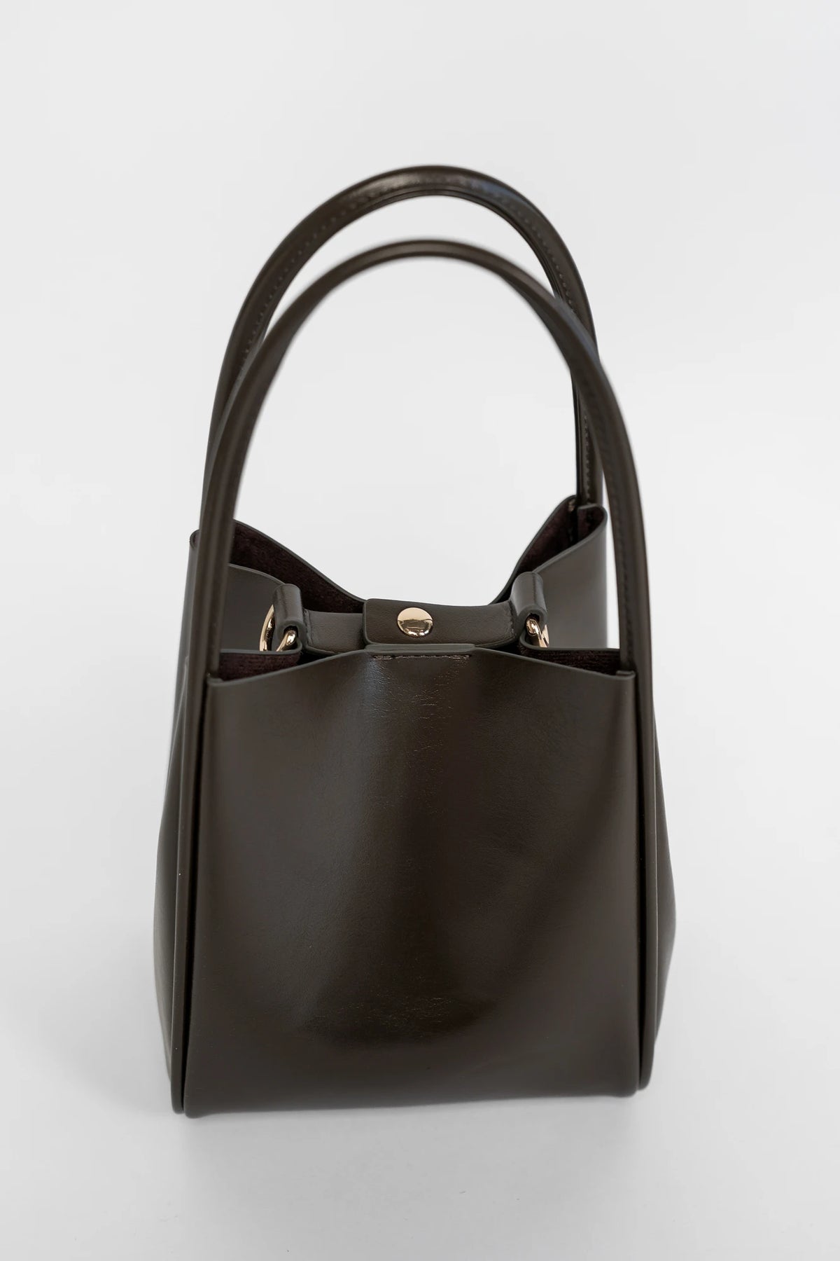 Vivaldi Mini Tote Bag in Olive Charcoal with structured silhouette, top handles, and gold-tone hardware.