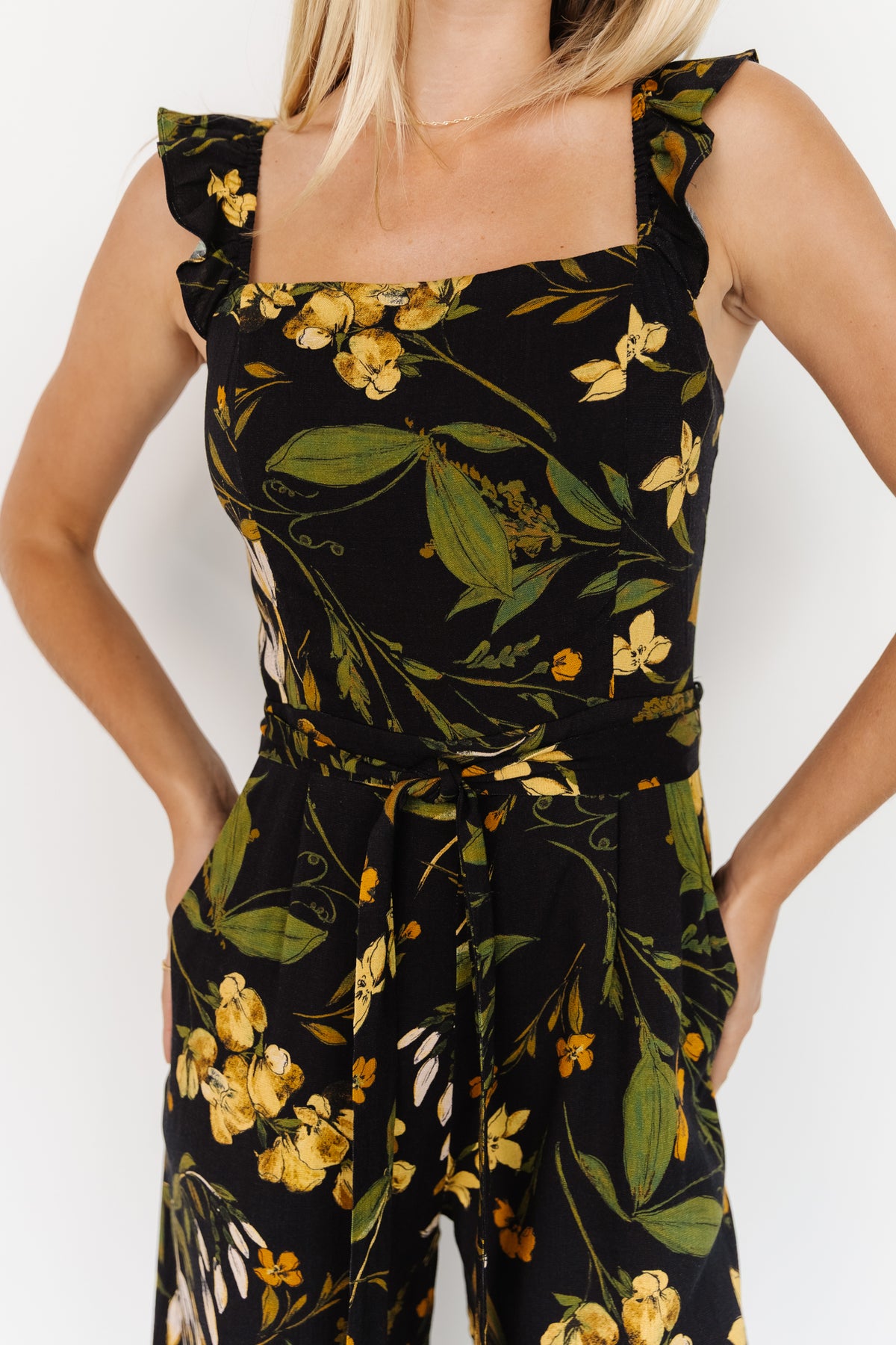Gemma Jumpsuit | Black + Golden Floral