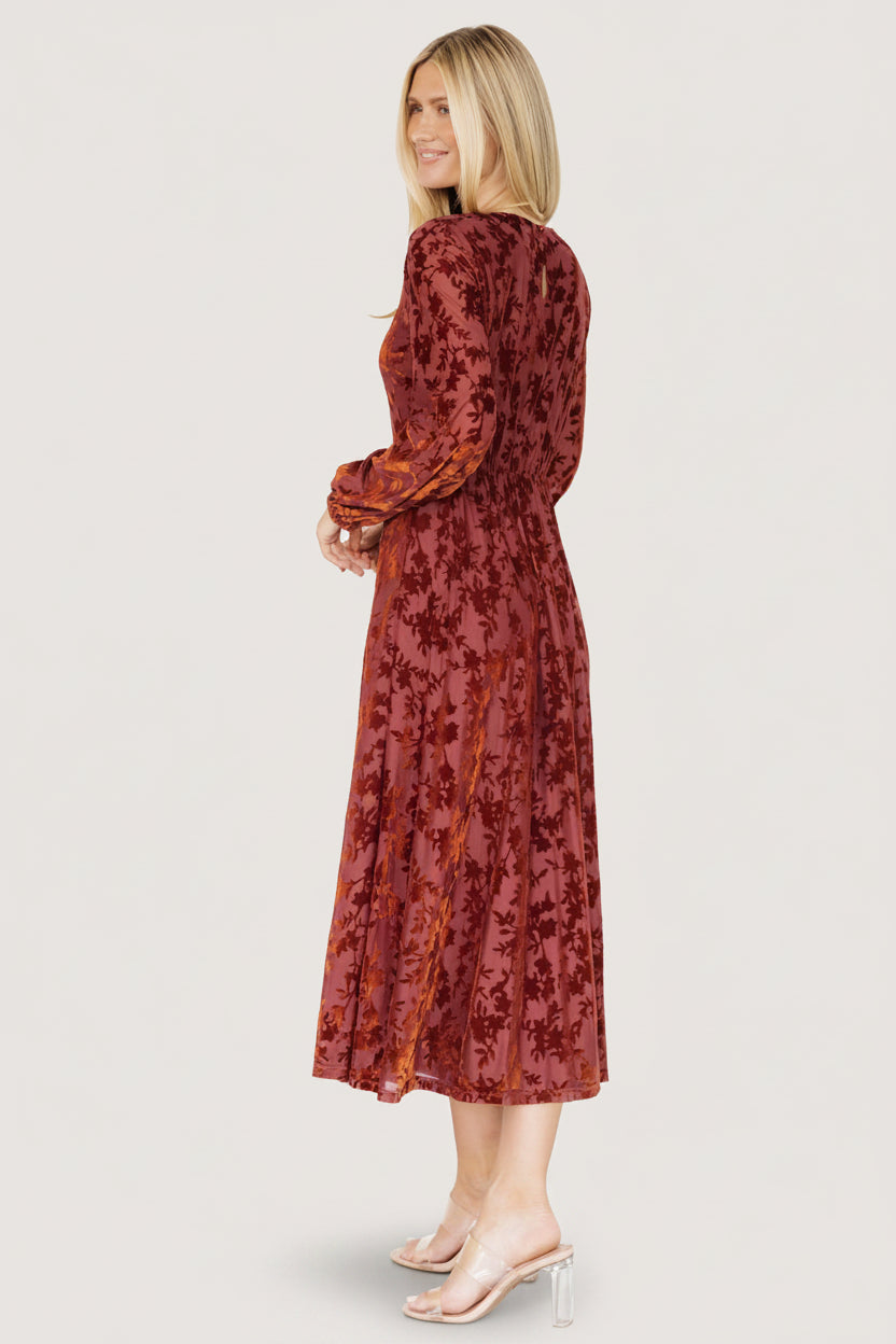 Thora Velvet Dress | Copper Floral