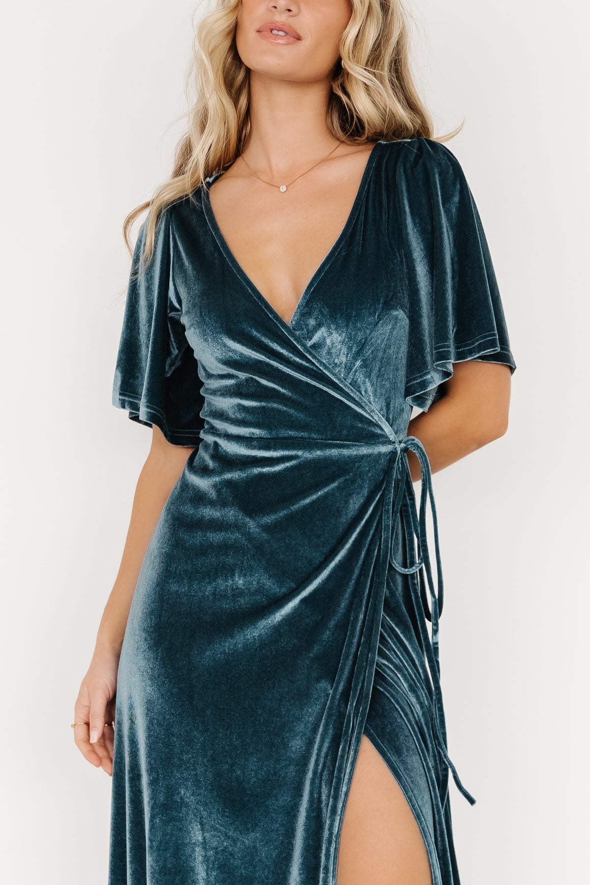 Meghan Velvet Wrap Maxi Dress | Persian Blue