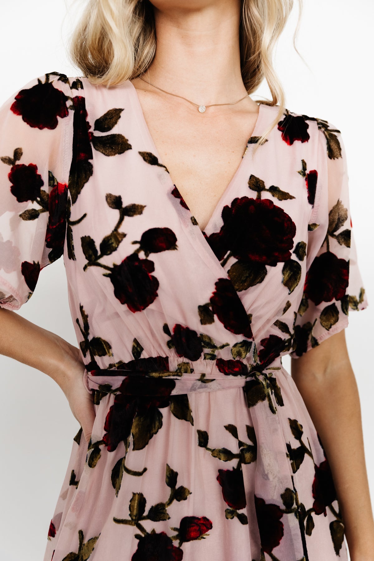 Parisian Velvet Maxi Dress | Blush Rose Floral