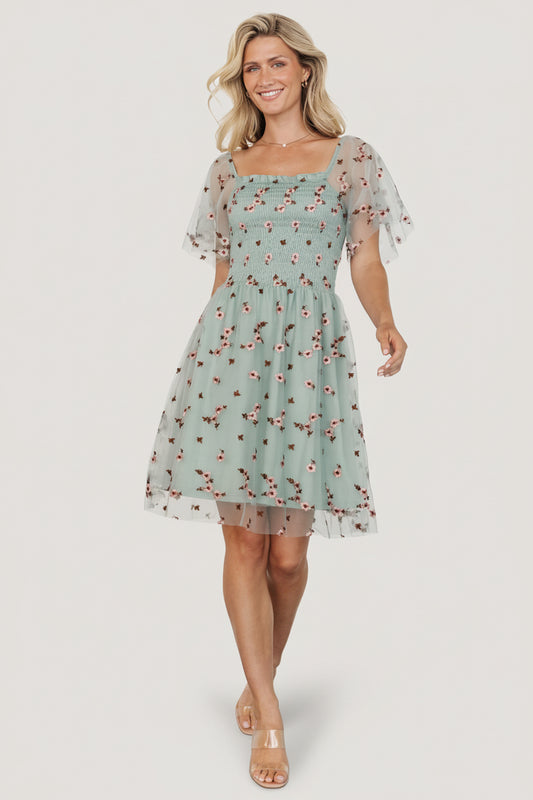 Tivoli Tulle Short Dress | Sage + Pink