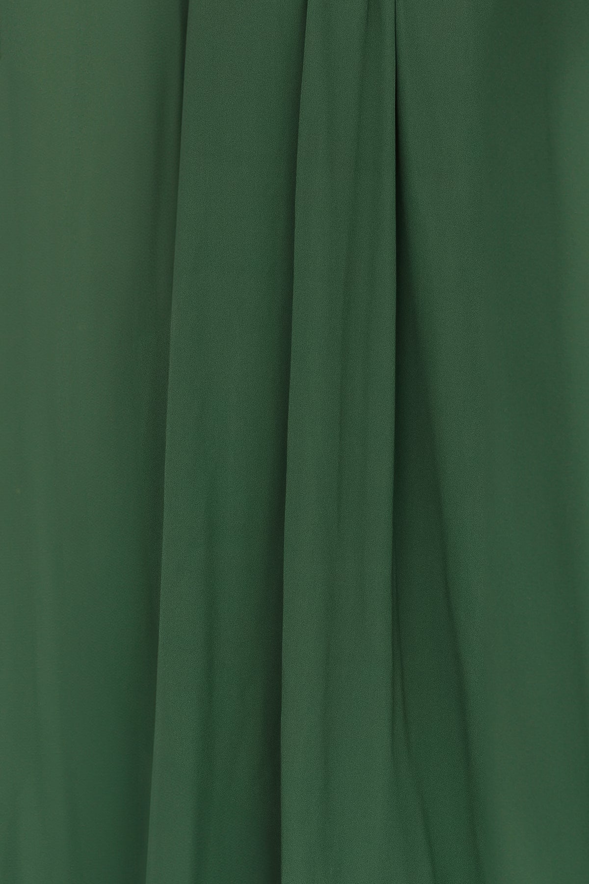 Close-up of Sierra Chiffon fabric swatch in Evergreen, showing lightweight polyester chiffon texture and true color.