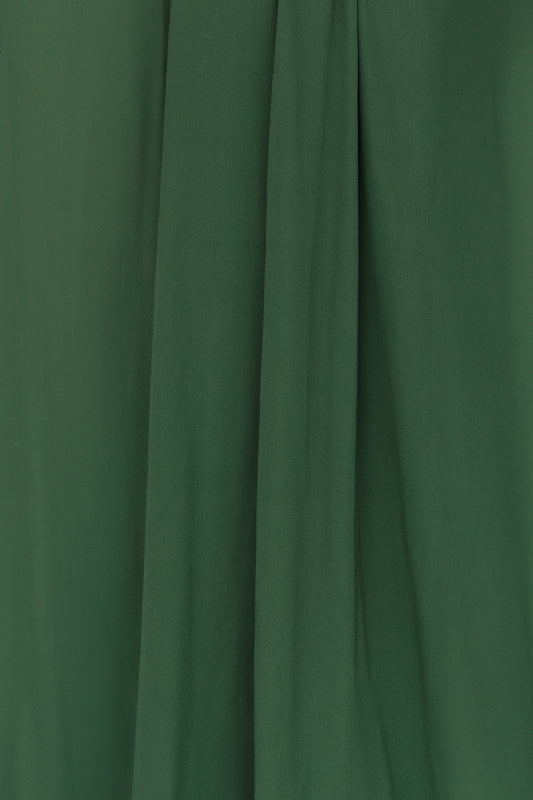 Close-up of Sierra Chiffon fabric swatch in Evergreen, showing lightweight polyester chiffon texture and true color.