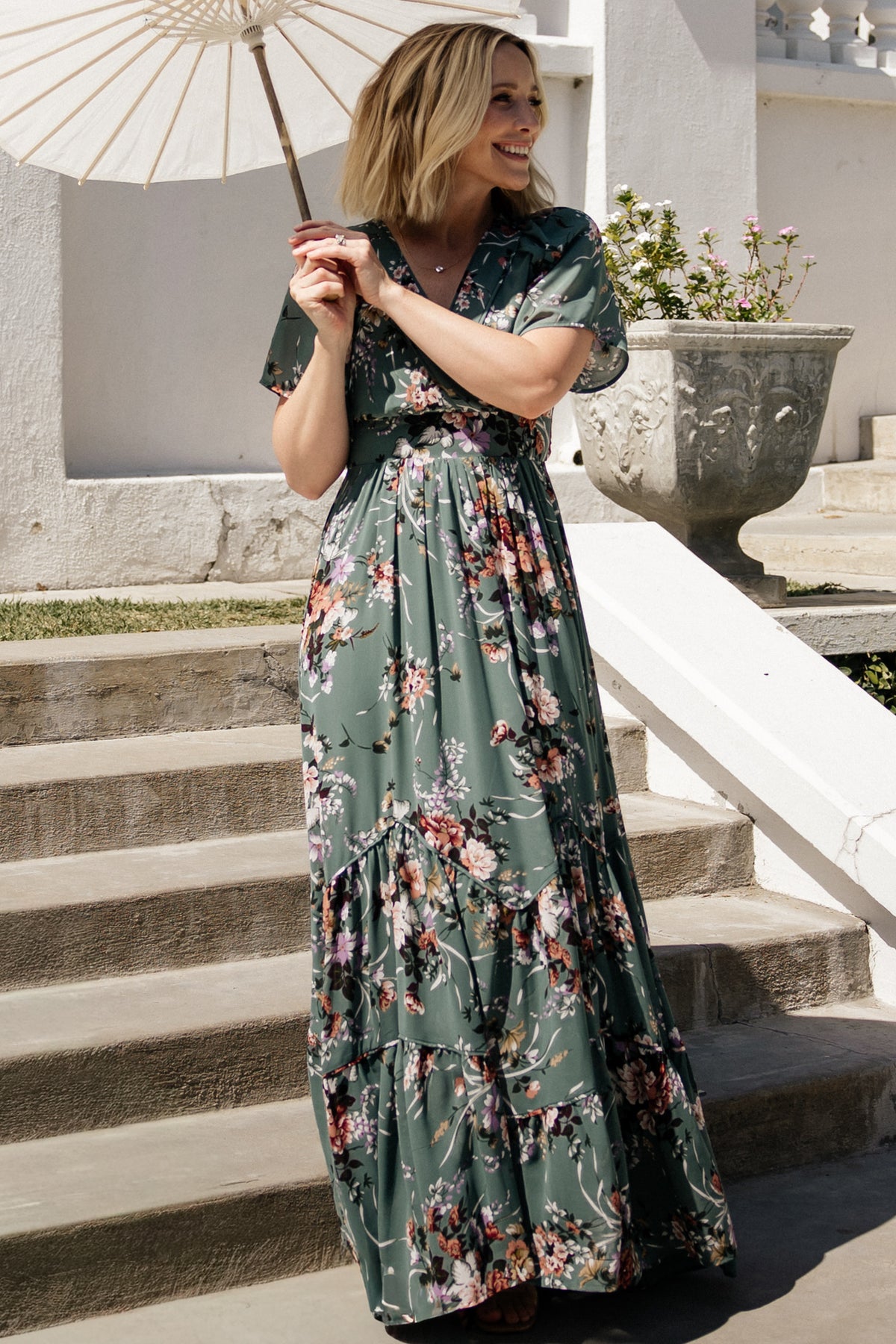 Katherine Maxi Dress | Dusty Green Floral