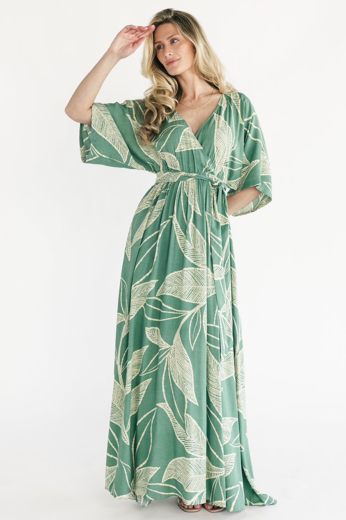 Kalea Maxi Dress | Green + Off White