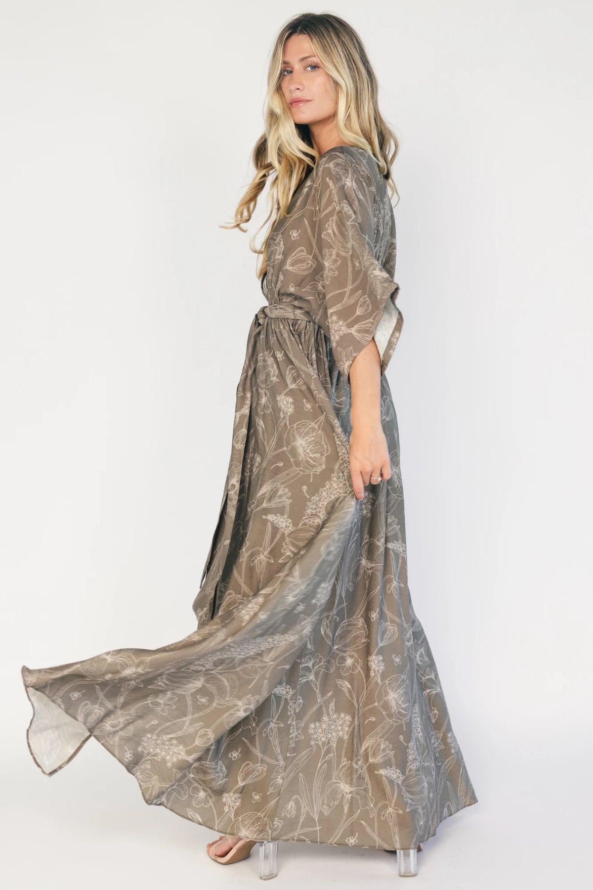 Kalea Maxi Dress | Dusty Olive Print