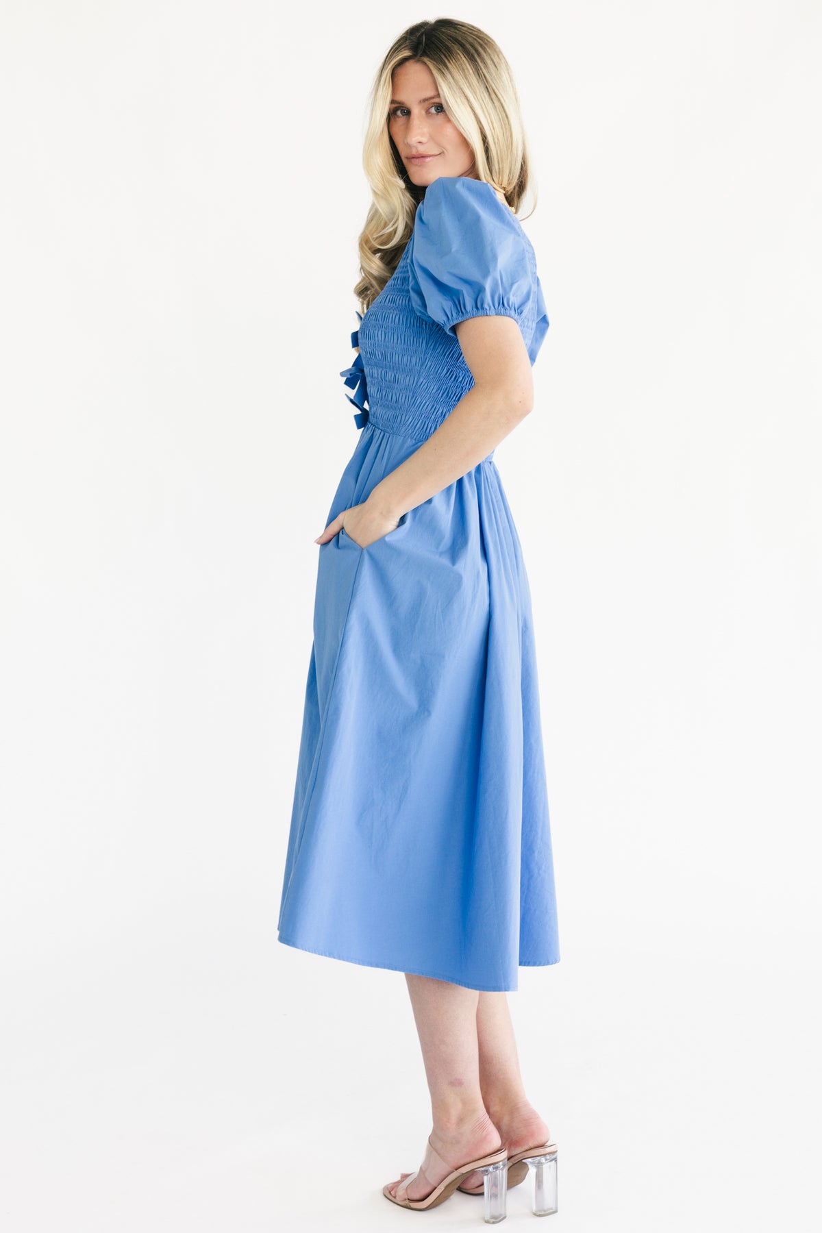 Pixie Midi Bow Dress | Blue