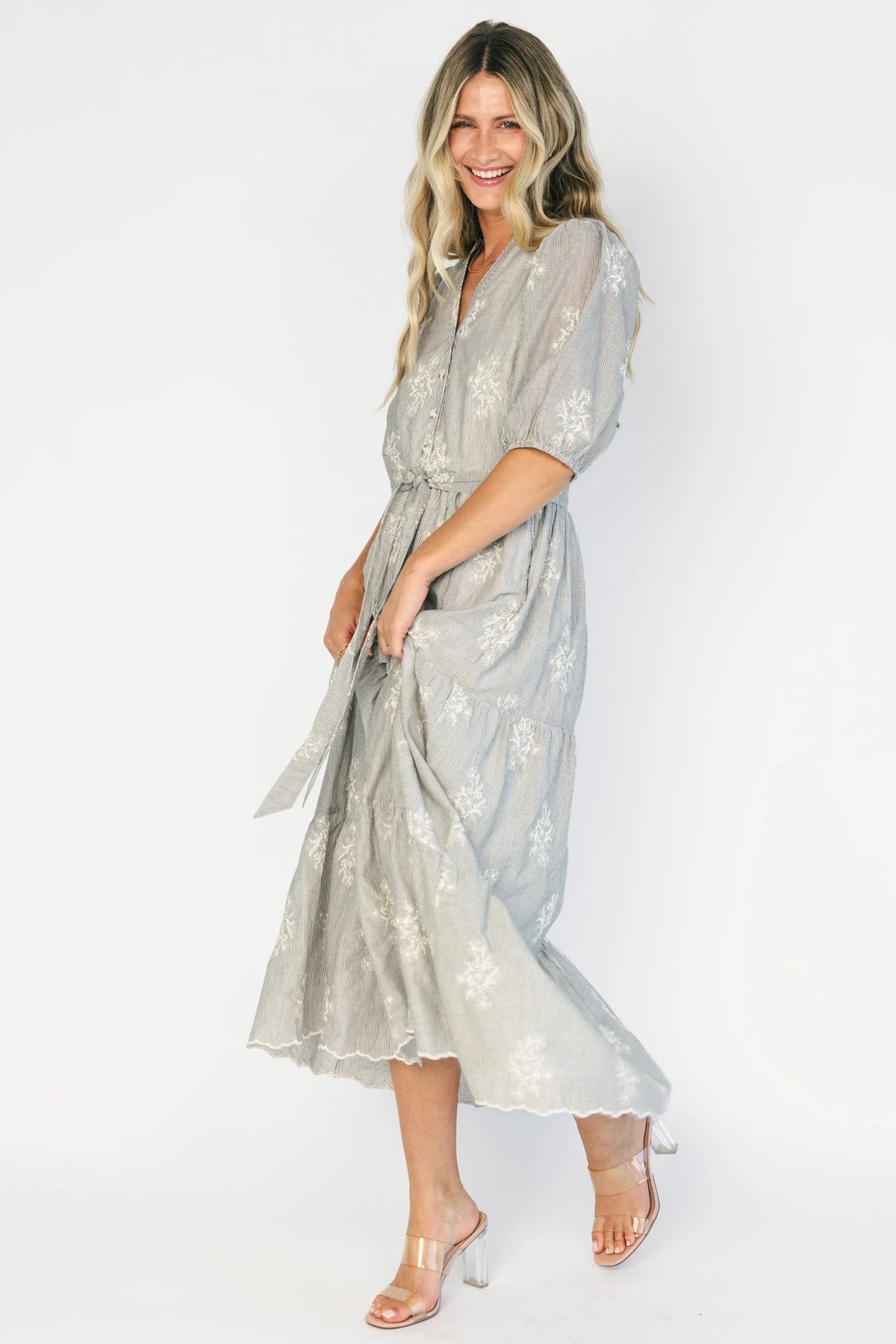 Marguerite Embroidered Dress | Ivory + Black