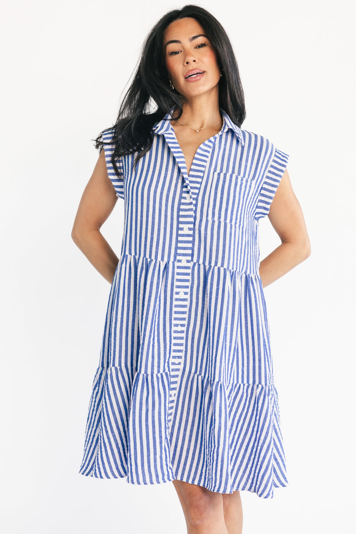 Charlie Short Dress | Blue Stripe