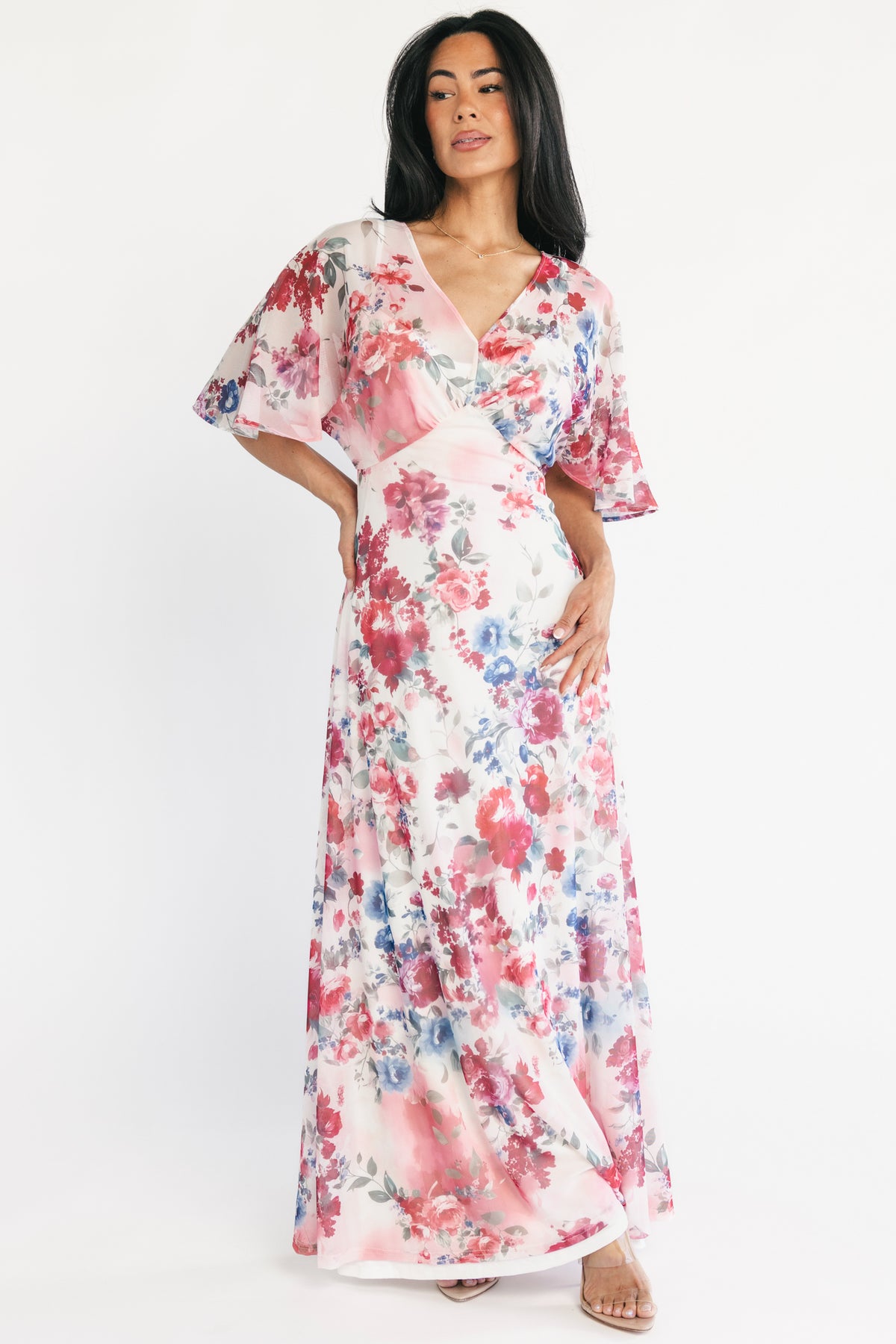 Sevilla Mesh Maxi Dress | Berry Multi Floral