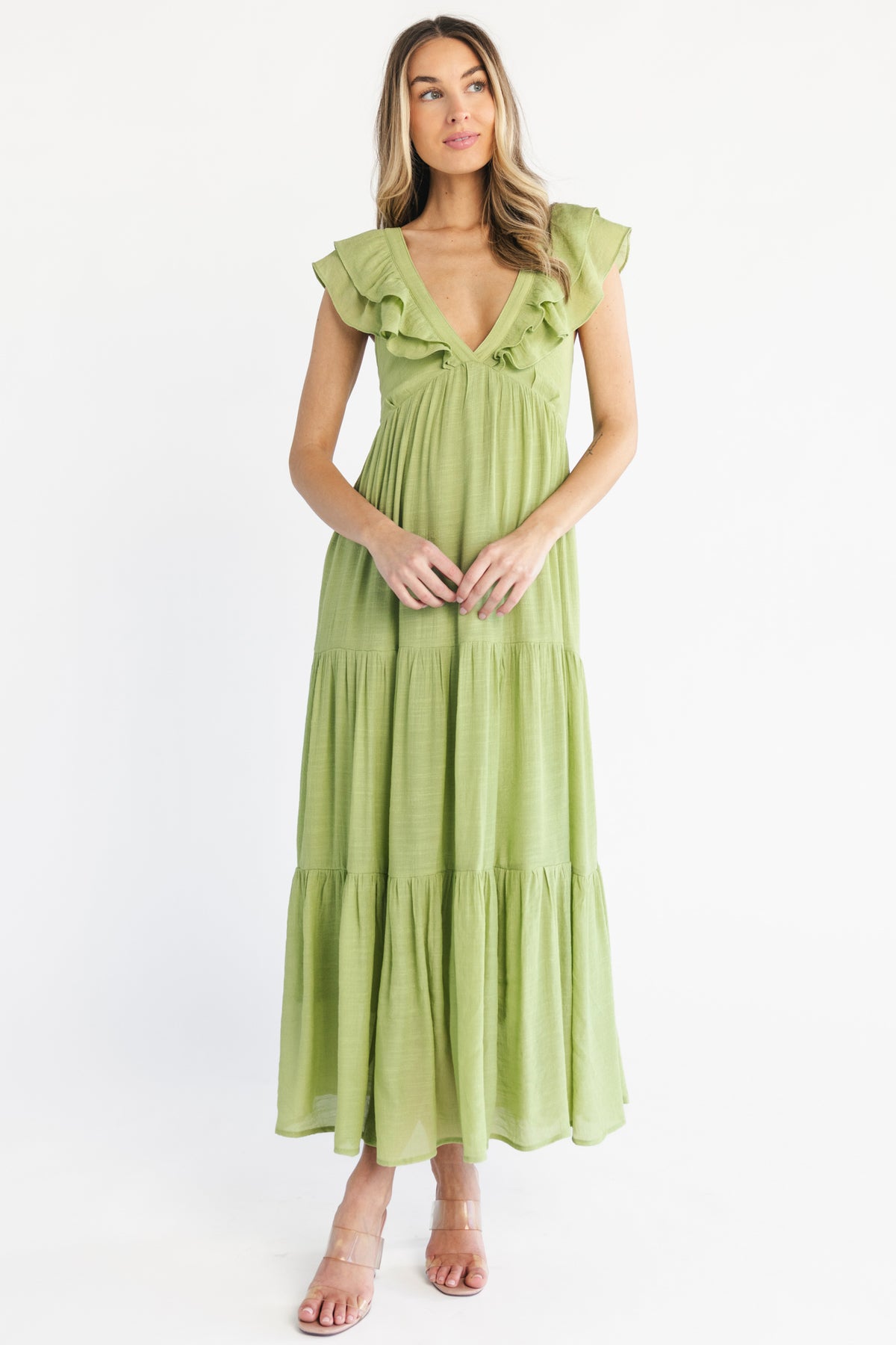 Mika Ruffle Maxi Dress | Green