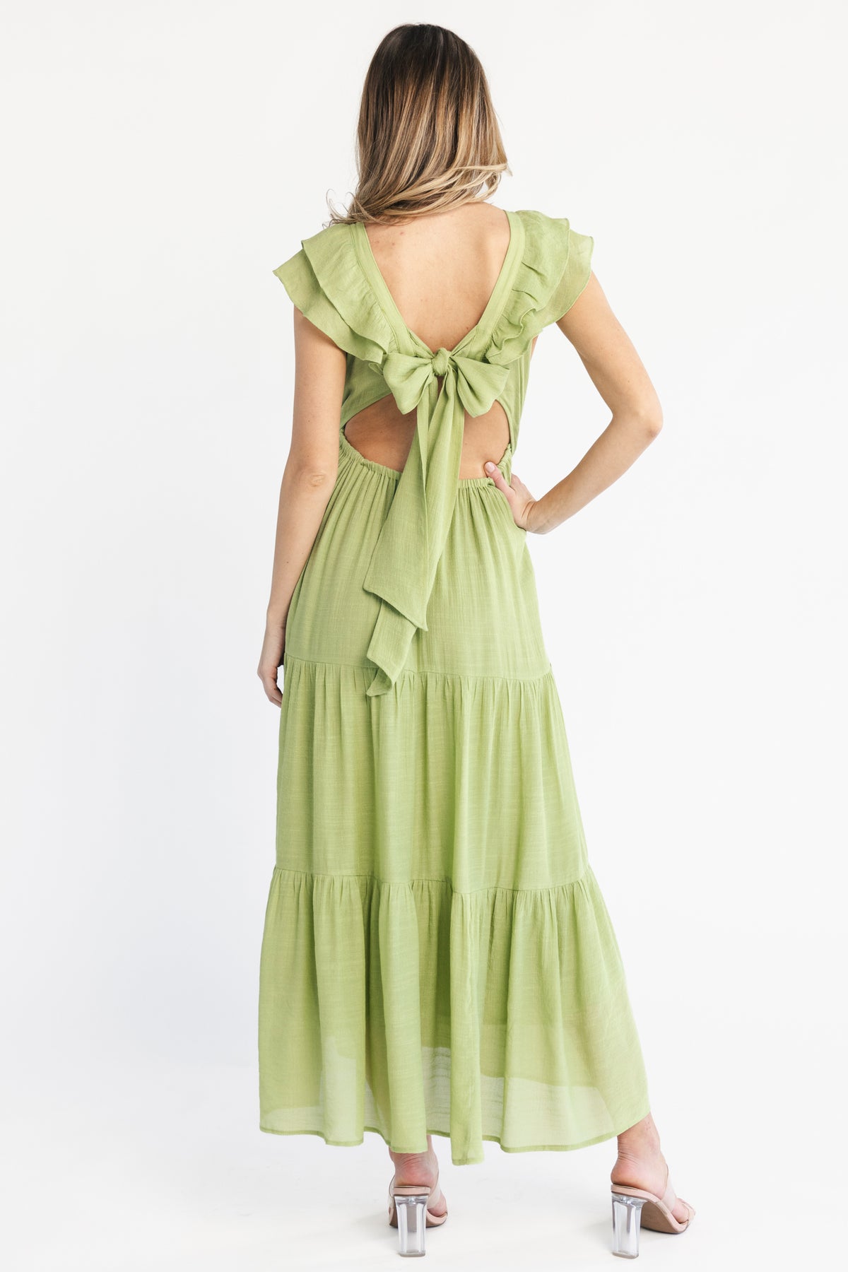 Mika Ruffle Maxi Dress | Green