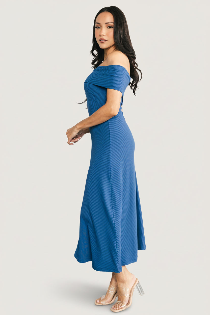 Kay Off Shoulder Midi Dress | Navy