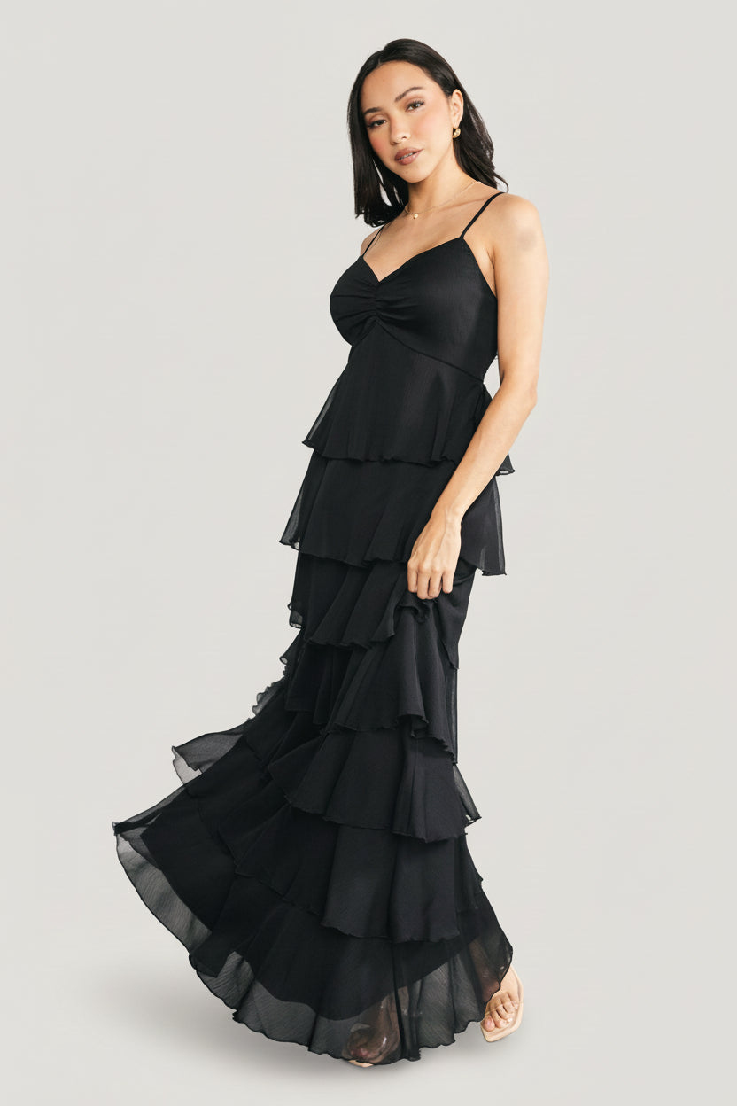 Tiana Tiered Maxi Dress | Black