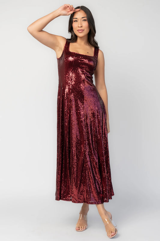 Nell Sequin Dress | Wine