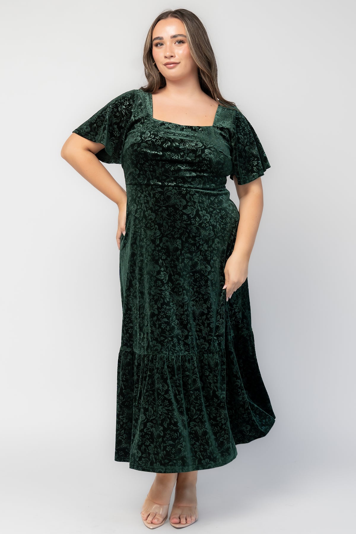 Eirene Velvet Dress | Emerald