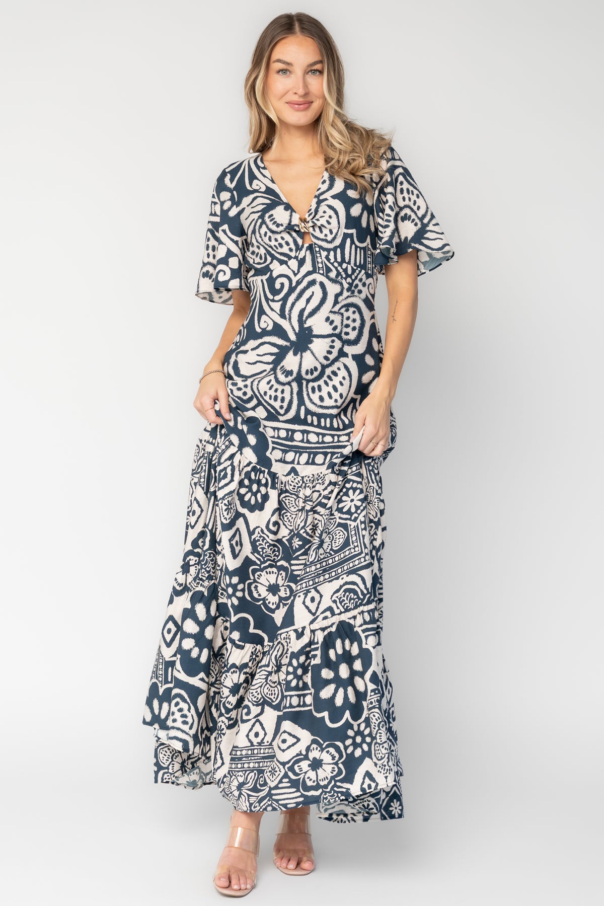 Jules Maxi Dress | Dark Blue Print