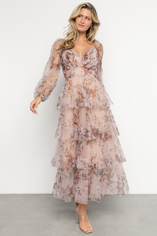 Tessa Tiered Maxi Dress | Pale Blush Floral