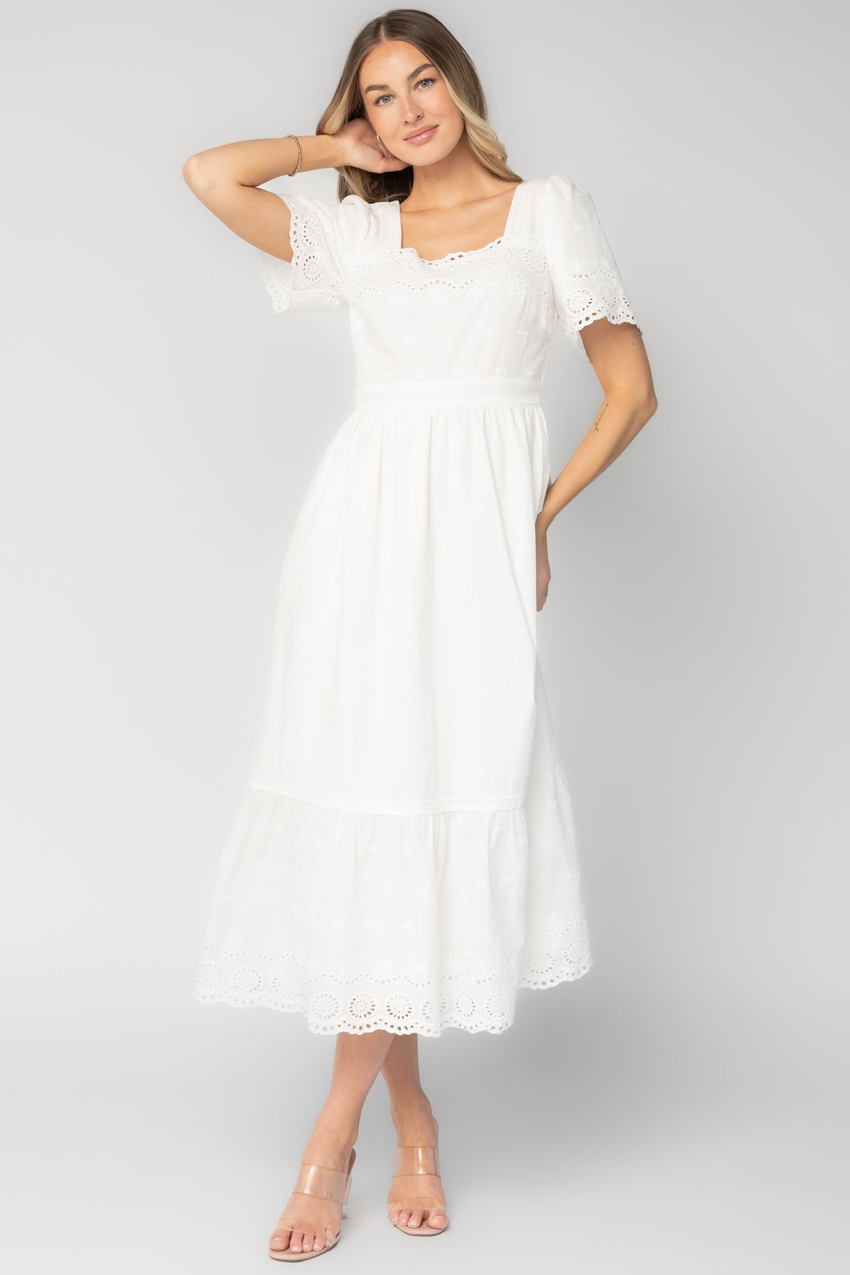 Maddy Eyelet Midi Dress | Off White