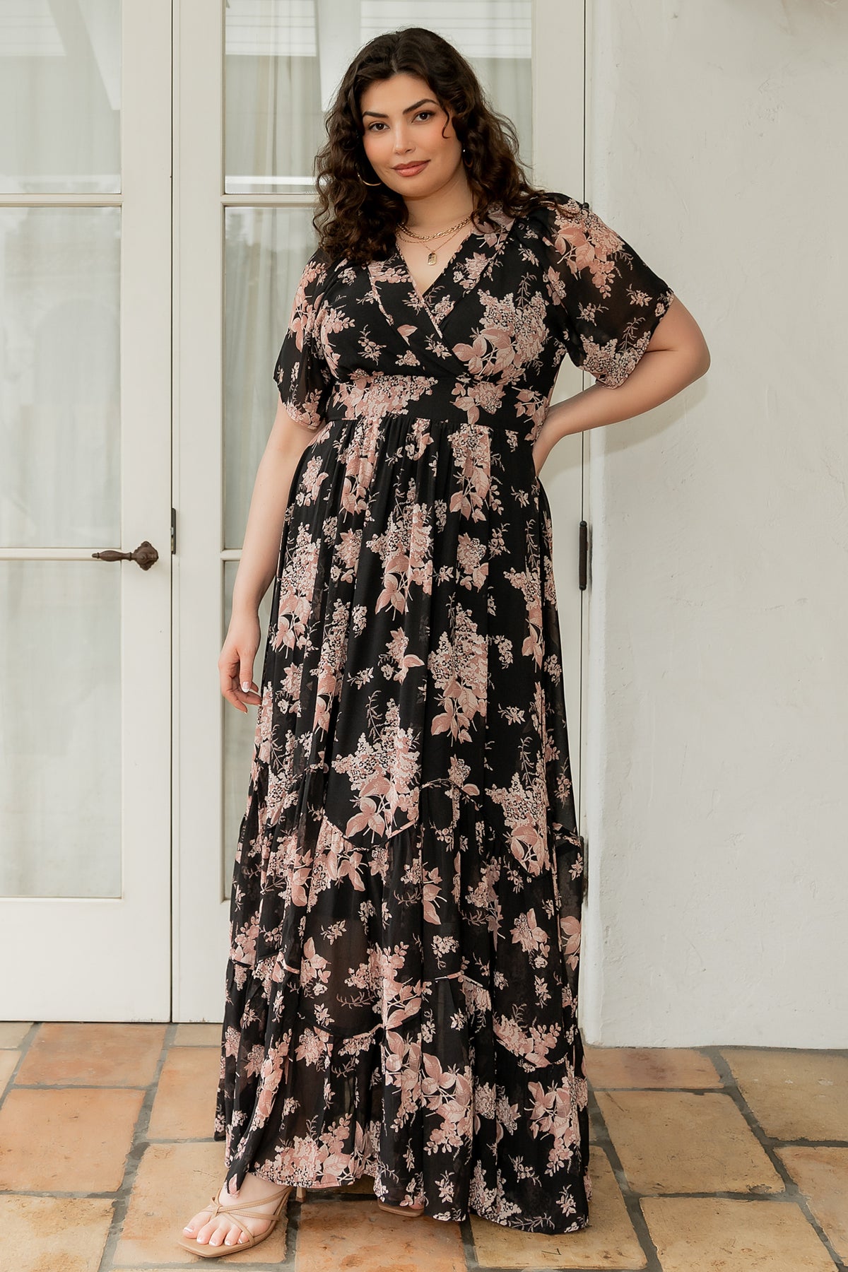 Katherine Maxi Dress | Black + Blush Floral