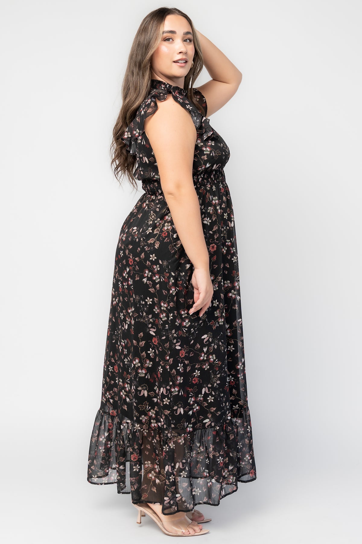 Kearny Ruffle Maxi Dress | Midnight + Gold Multi