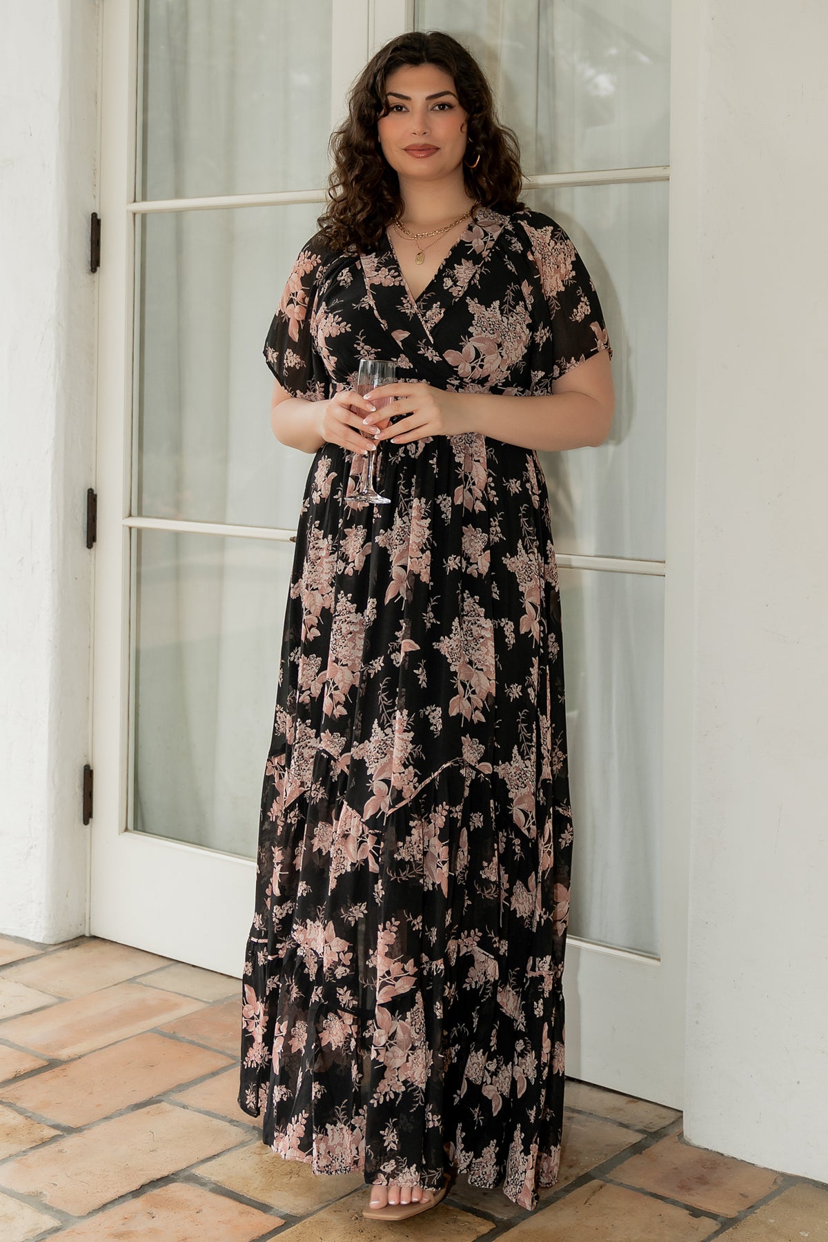 Katherine Maxi Dress | Black + Blush Floral
