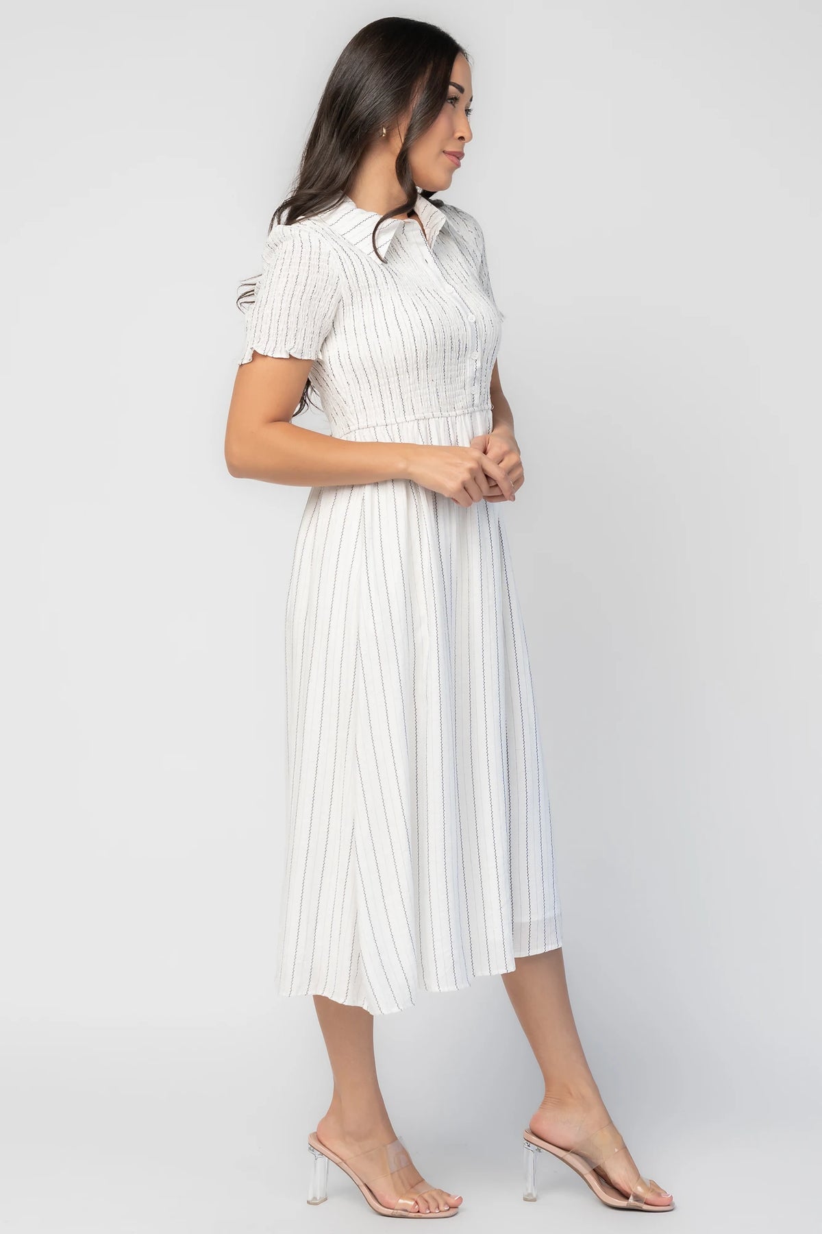 Dottie Striped Midi Dress | Off White