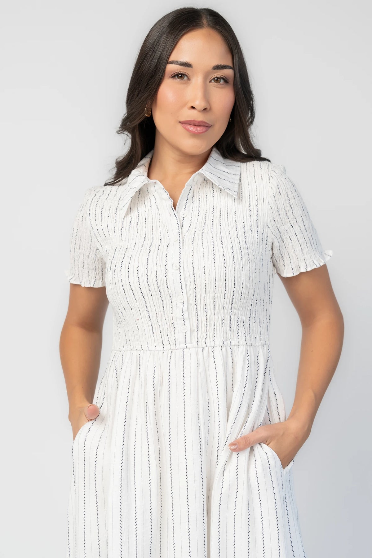 Dottie Striped Midi Dress | Off White