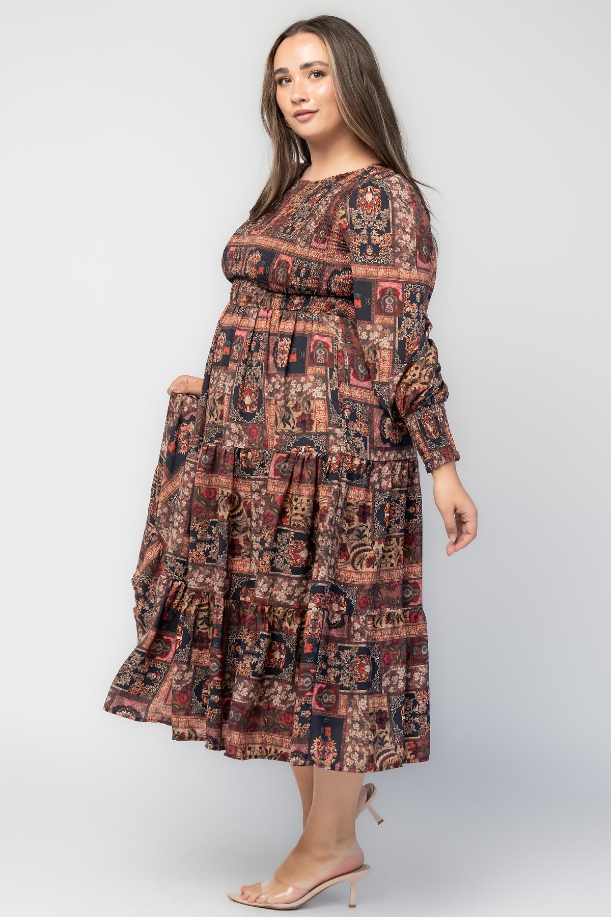 Nikki Smocked Midi Dress | Multi Print