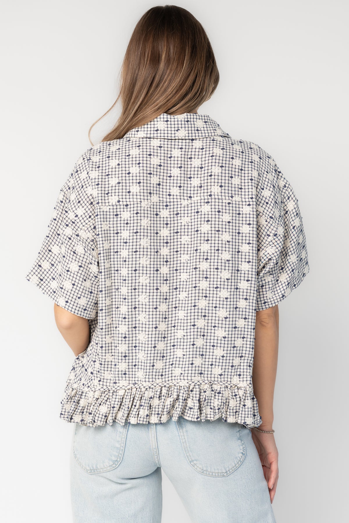 Jalen Relaxed Peplum Top | Blue