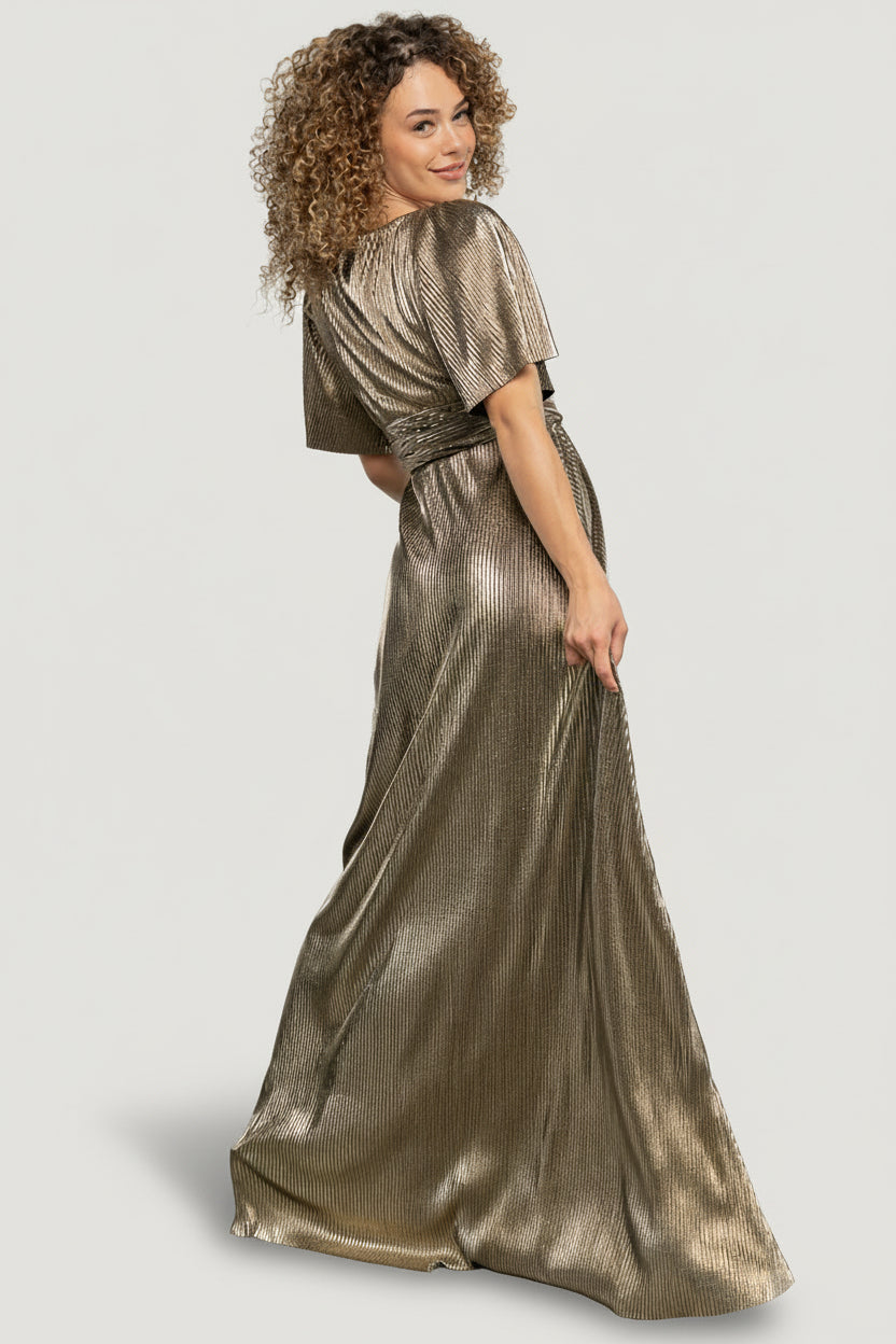 Venetian Pleated Gown | Gold